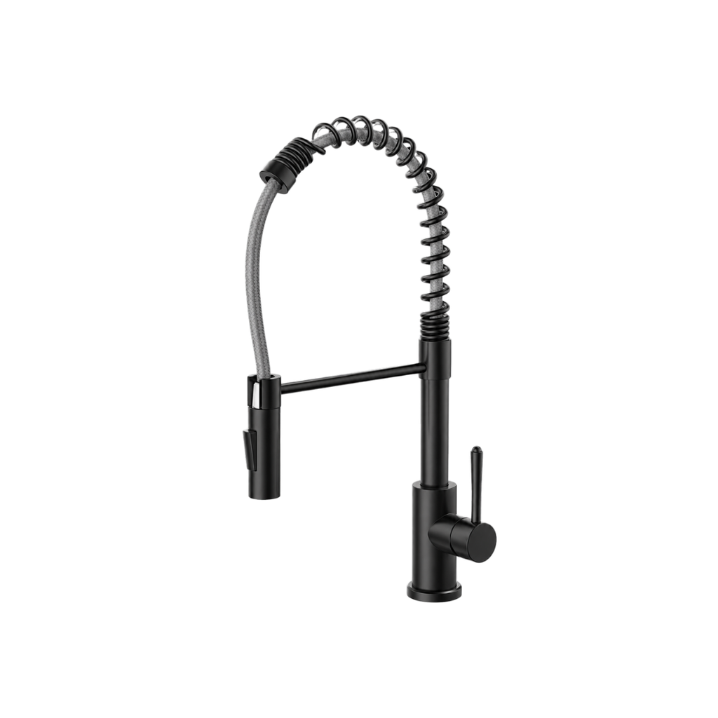 LLAVE LAVAPLATOS MONOCONTROL CUELLO RESORTE INDARA NEGRO MATE SOVRANO(SVR1211)