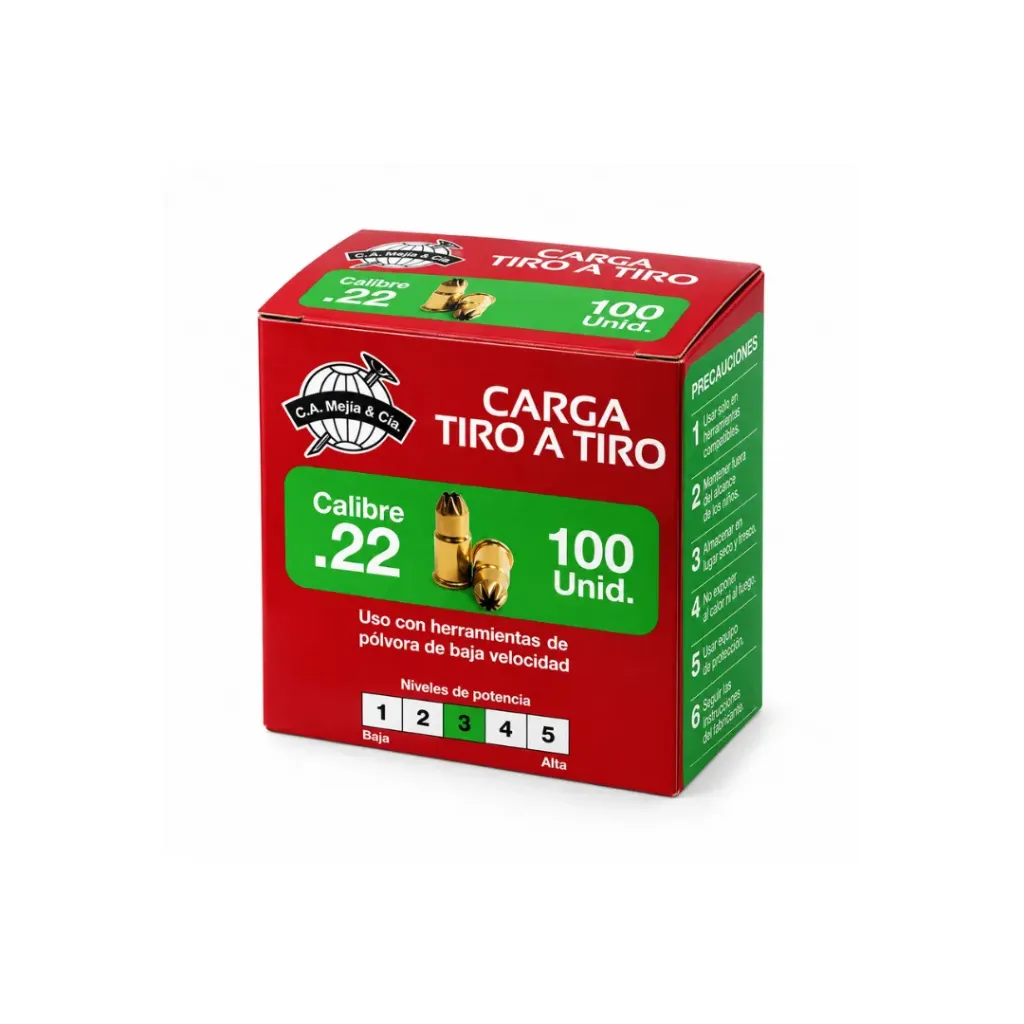 [2587] CARGA TIRO A TIRO CALIBRE 22 NIVEL 3 PLEGADIZA X 100UND (5256CAR001)