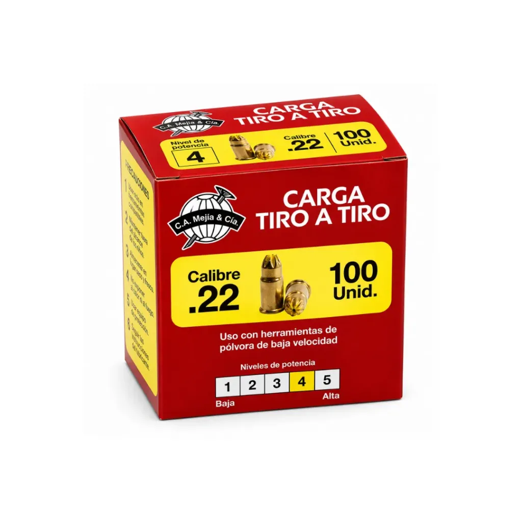 [2662] CARGA TIRO A TIRO CALIBRE 22 NIVEL 4 PLEGADIZA X 100UND (5256CAR002)